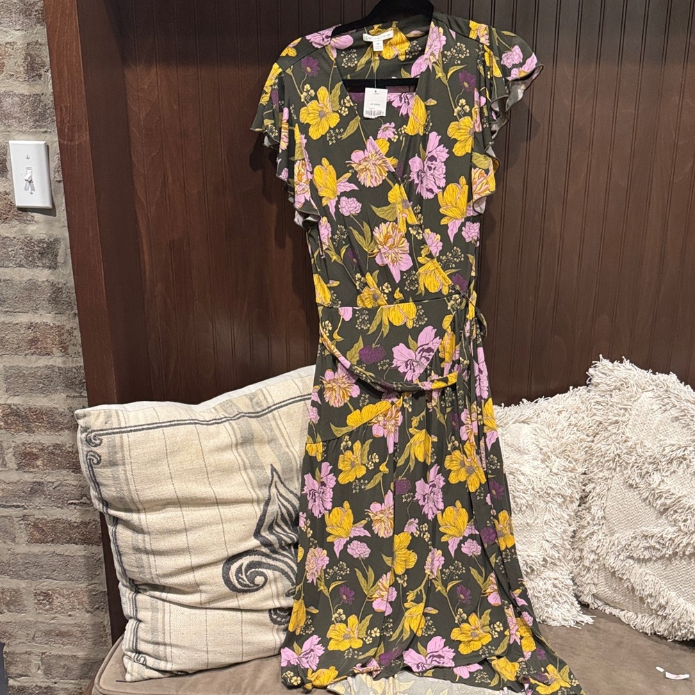 Cato Asymmetrical Floral Dress - Yellow and Pink